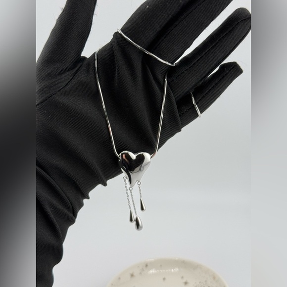 Silver Stainless Steel Heart Necklace – Elegant & Romantic - Picture 14 of 14